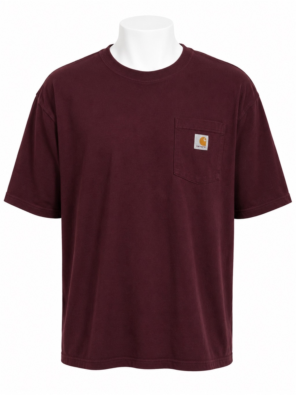 Size 2XL Carhartt Men’s K87 Burgundy Pocket T Shirt Heavyweight Workwear